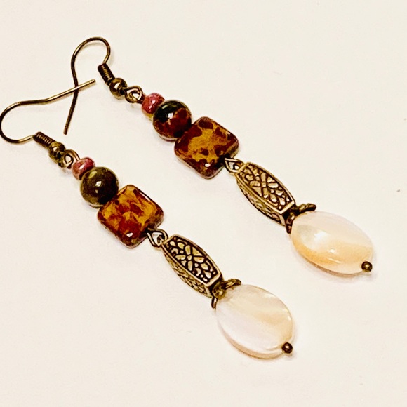 Natural Mother-of-Pearl Mixed-Media Earrings - Picture 7 of 9